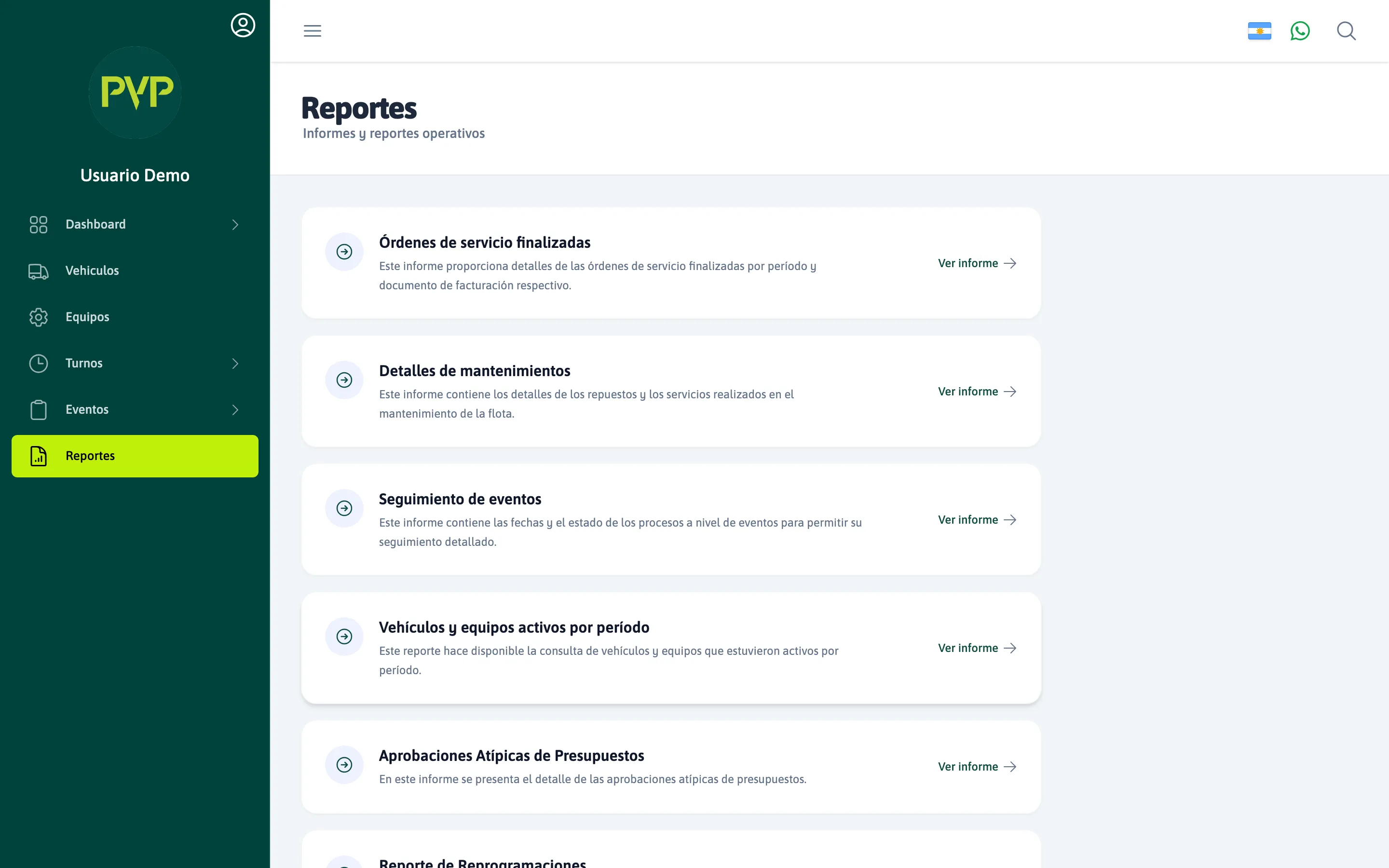 Catálogo de reportes