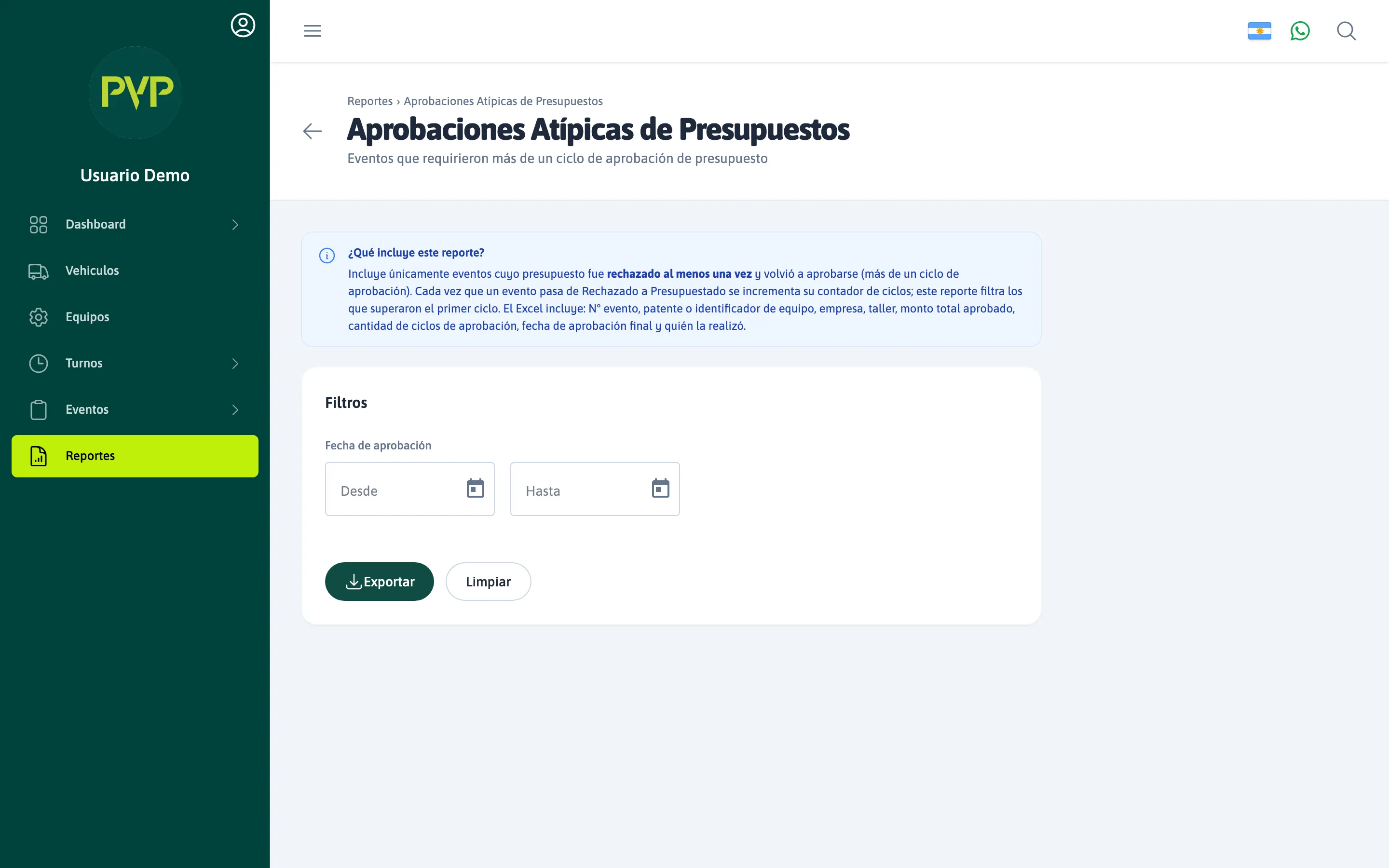 Reporte — Aprobaciones atípicas de presupuestos
